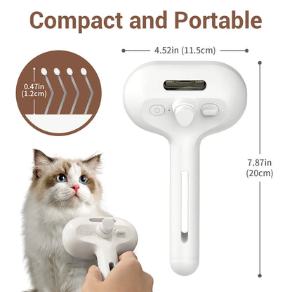 3-in-1 Steam Pet Brush | Self-Cleaning Deshedding & Massage Tool for Cats & Dogs