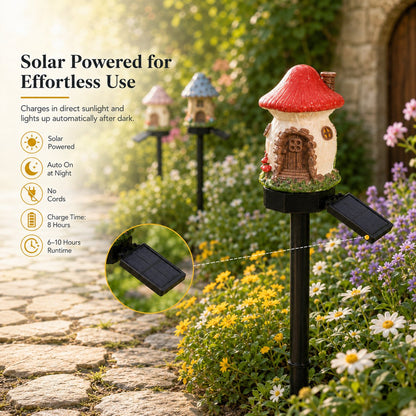 🍄Make Your Garden Into A Wonderland✨Solar Fairy-Tale Mushroom Cottage Garden Light