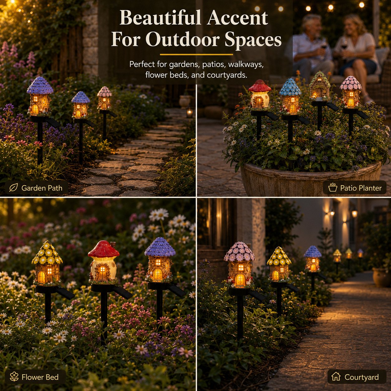 🍄Make Your Garden Into A Wonderland✨Solar Fairy-Tale Mushroom Cottage Garden Light