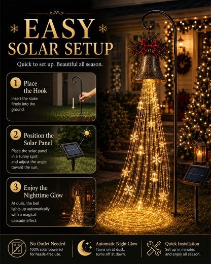 🔔Perfect Christmas Moment🎄 Christmas Bell Cascade Solar Yard Light✨
