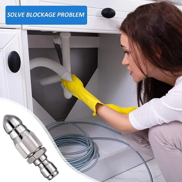 💥Heavy-Duty Stainless Sewer Jet Nozzle Kit, Quick Disconnect Pressure Washer Attachment for Home & Commercial Drains