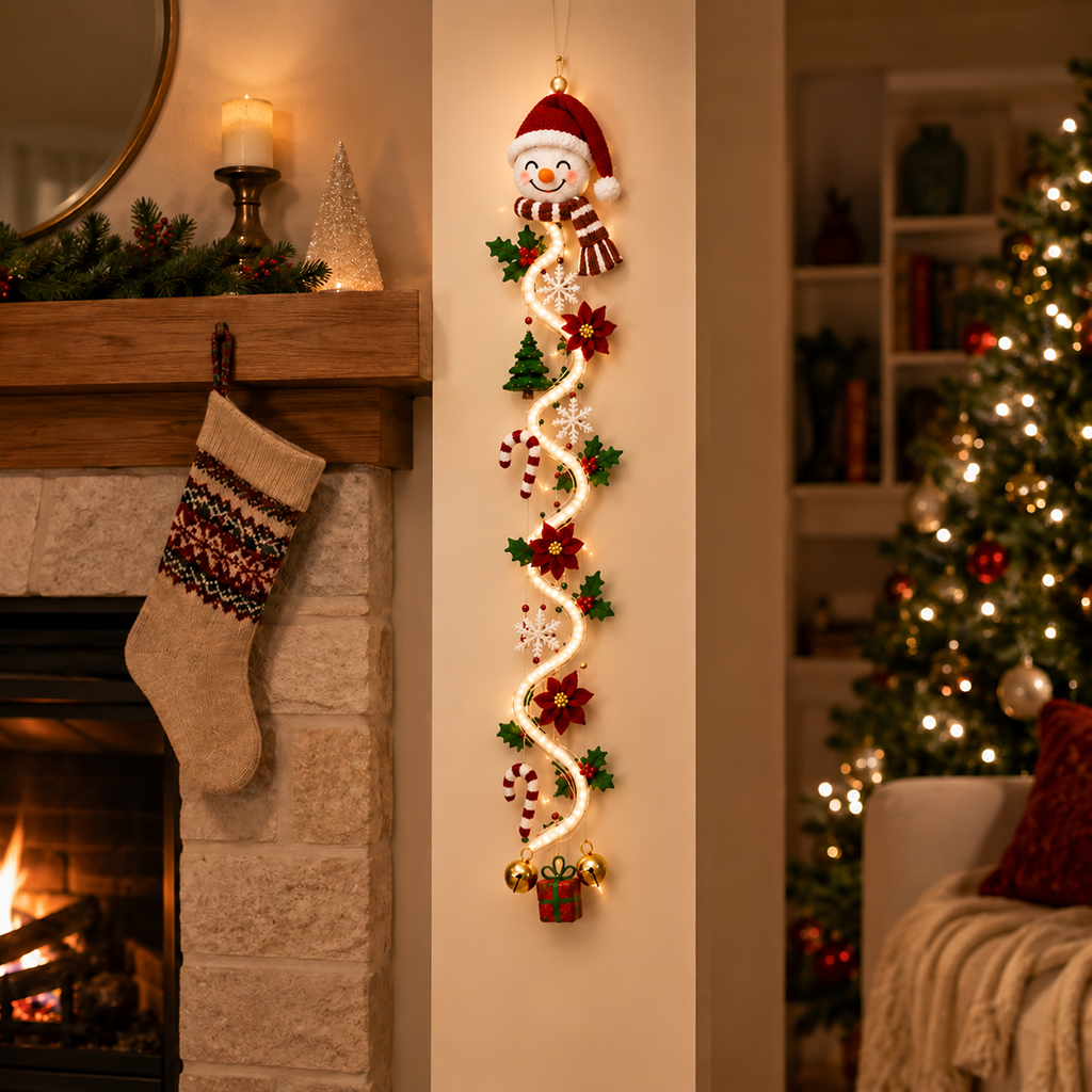 🎅Santa Claus Christmas Hanging Light | 🍭Spiral Candy Cane LED Doorway Decoration