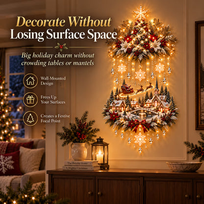 🎄 Magical Christmas Tree & Village Wall Light ✨ Cascading Warm Holiday Glow