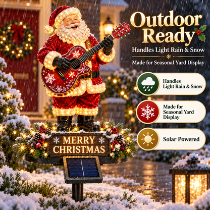 🎅🎸 Solar Guitar Santa Christmas Yard Light