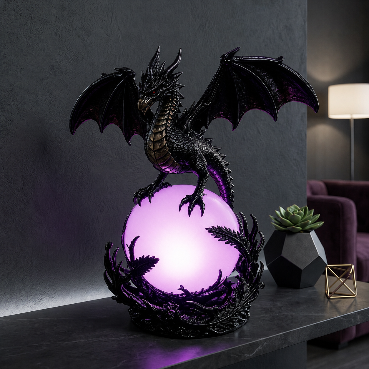 🔥Free Shipping🔮 Gothic Dragon LED Crystal Ball Lamp — Dark Aesthetic Decor