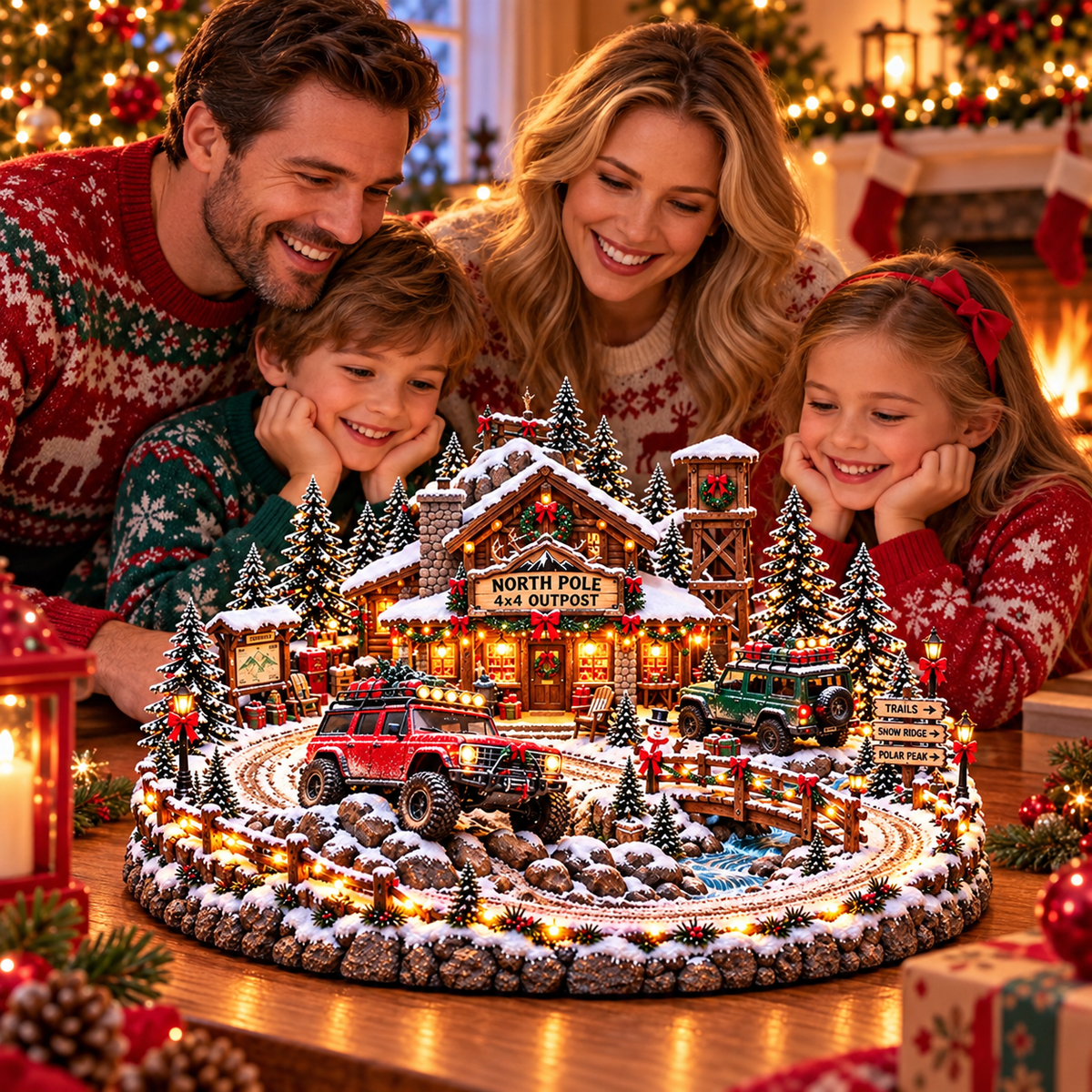 🚗 Christmas Classic Gas Station Village –4 Holiday Vehicle Scenes