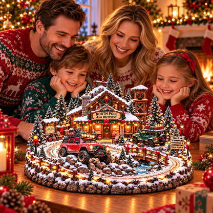 🚗 Christmas Classic Gas Station Village –4 Holiday Vehicle Scenes