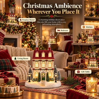 🏠 Christmas House Aroma Diffuser – Gentle Mist & Glowing Windows