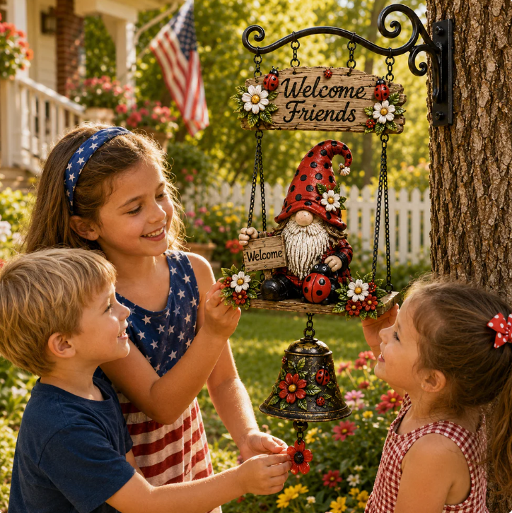 ⏰Limited Time 50% OFF🐞 Rustic Gnome Bell – Charming Garden Yard Decor
