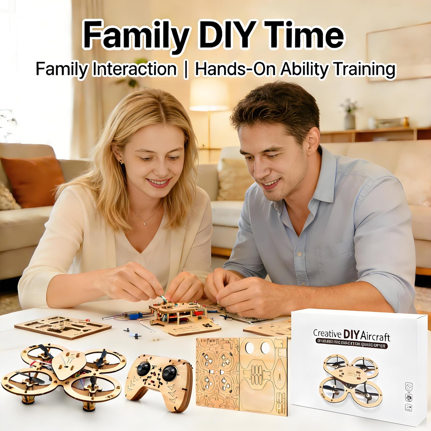 🏆 DIY Wooden RC Drone Kit – STEM Building Toy for Teens & Adults