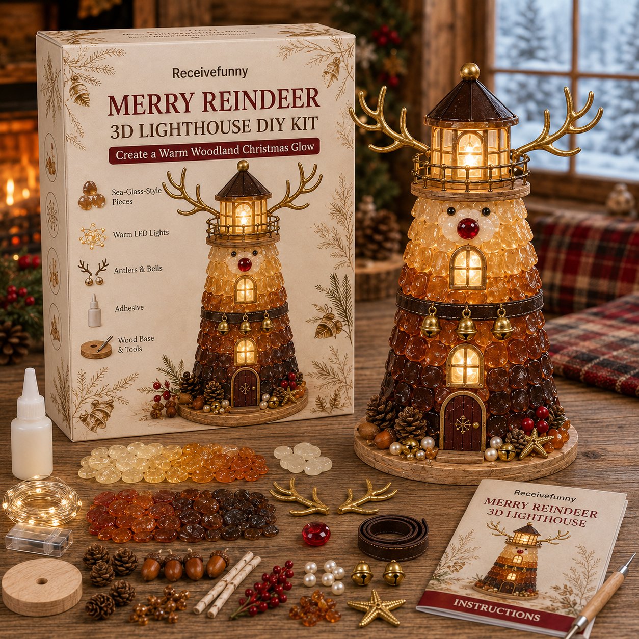 ✨Light‑Up Christmas Character Lighthouse | Complete DIY Craft Kit For Holiday Decor