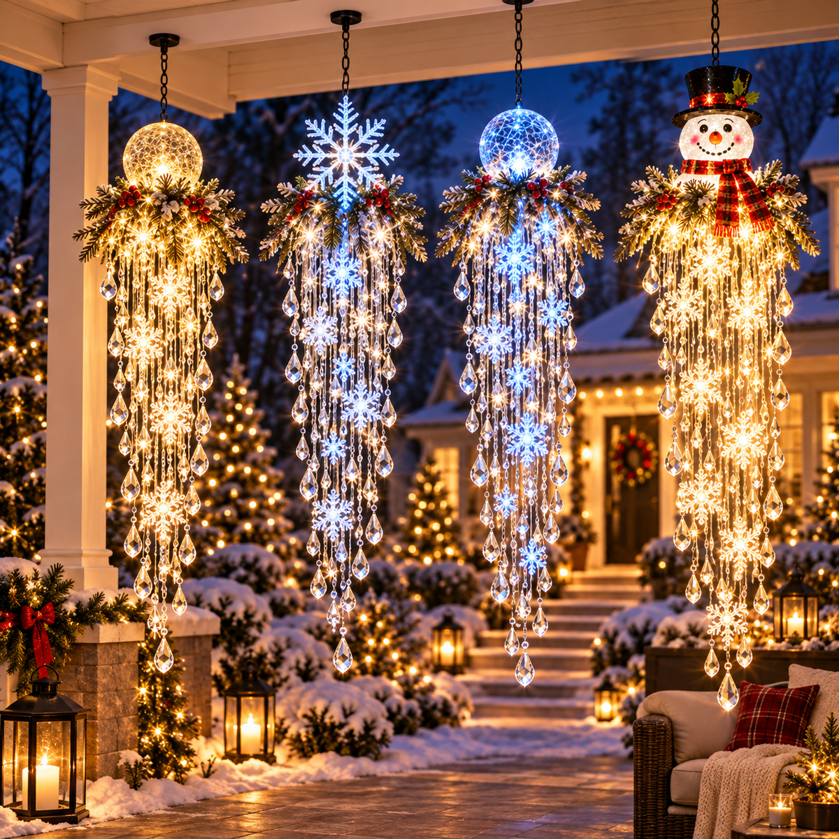 ✨❄️Crystal Cascade Christmas Light — LED Hanging Porch Decoration