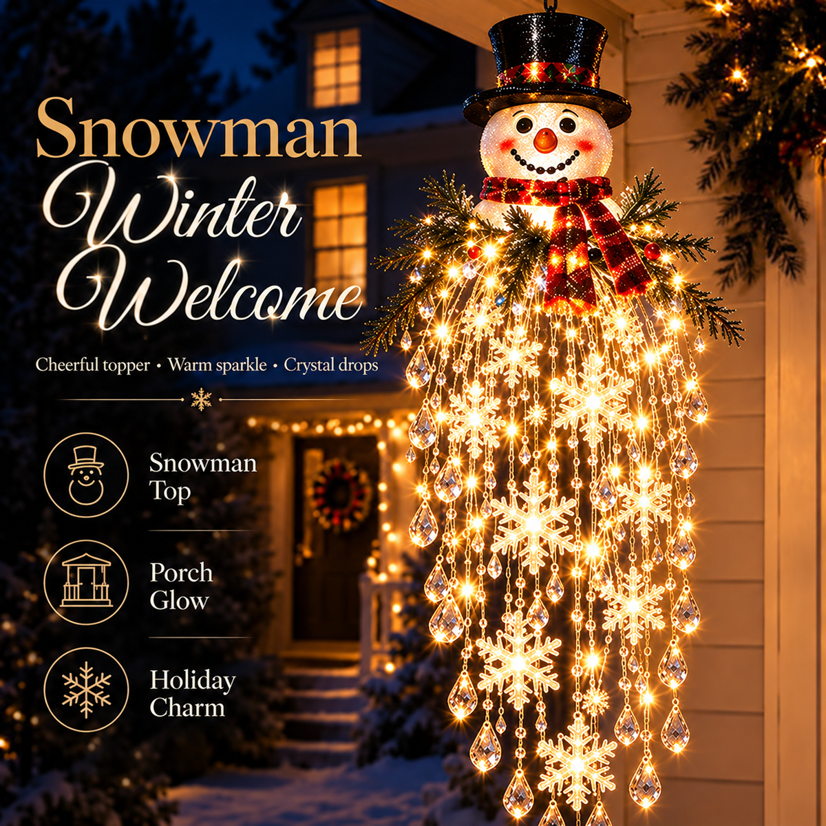 ✨❄️Crystal Cascade Christmas Light — LED Hanging Porch Decoration