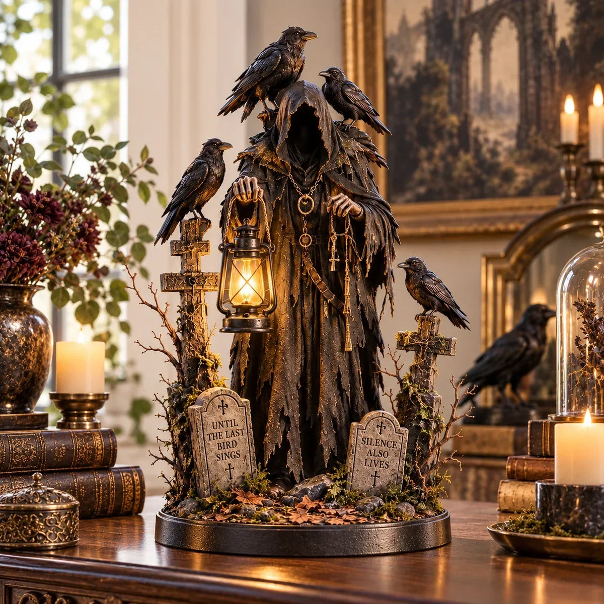 🐦‍⬛ Raven Guardian Lantern Statue 🏮 Keeper of the Last Light