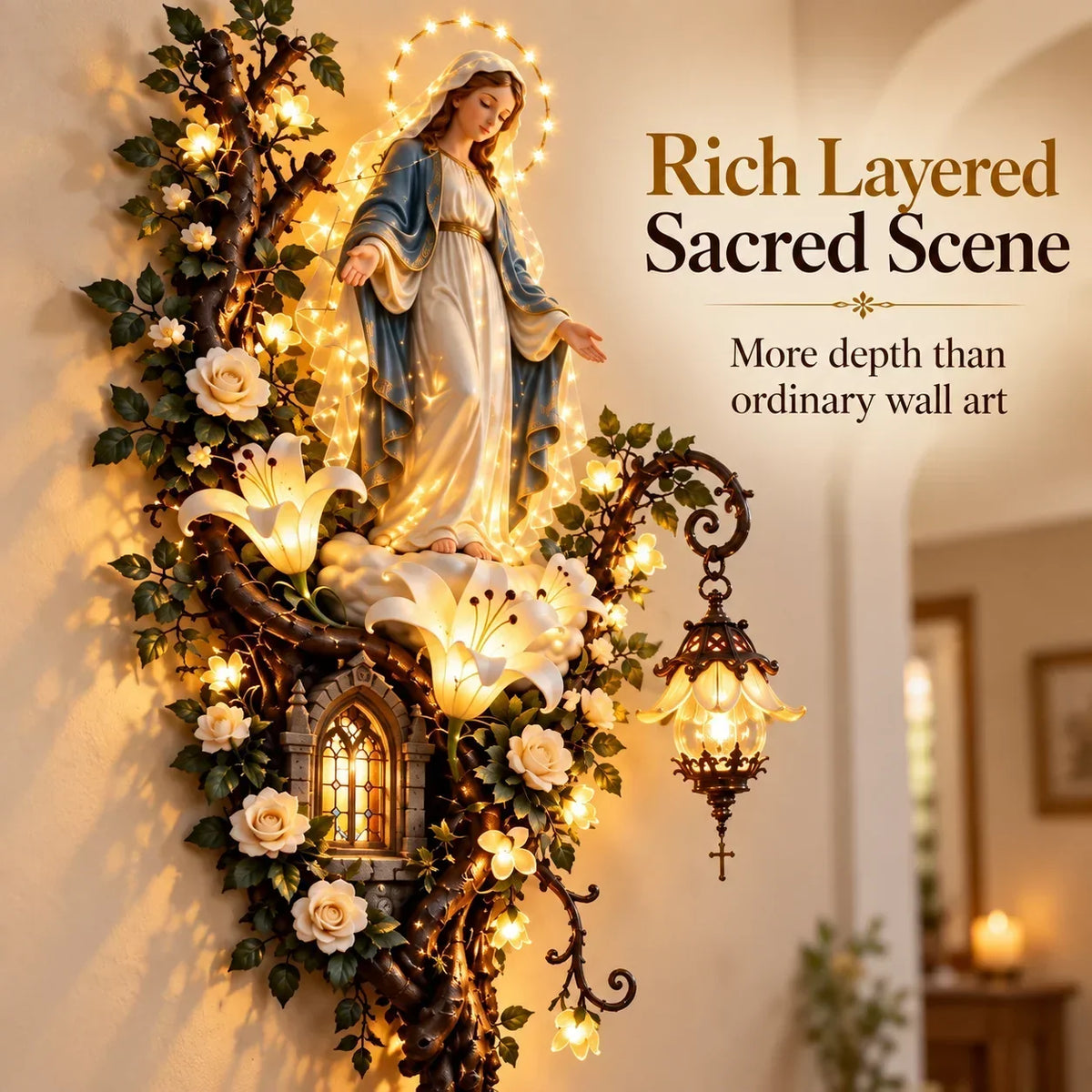 ✨Illuminated Sacred Floral Wall Decor – 🤍4 Faith-Inspired Designs