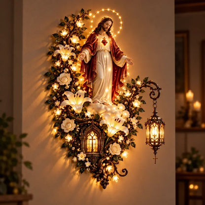 ✨Illuminated Sacred Floral Wall Decor – 🤍4 Faith-Inspired Designs