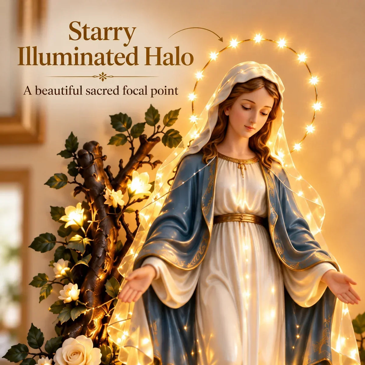 ✨Illuminated Sacred Floral Wall Decor – 🤍4 Faith-Inspired Designs