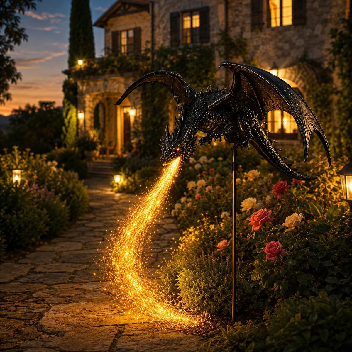 🔥 The price is limited! 🐲Solar Dragon Garden Light, Realistic Flickering Flame LED🔥