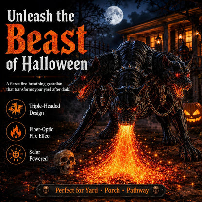 🔥 Limited-Time 49% OFF – 🎃 3-Headed Hellhound Halloween Light – Make Your Yard the One Everyone Remembers