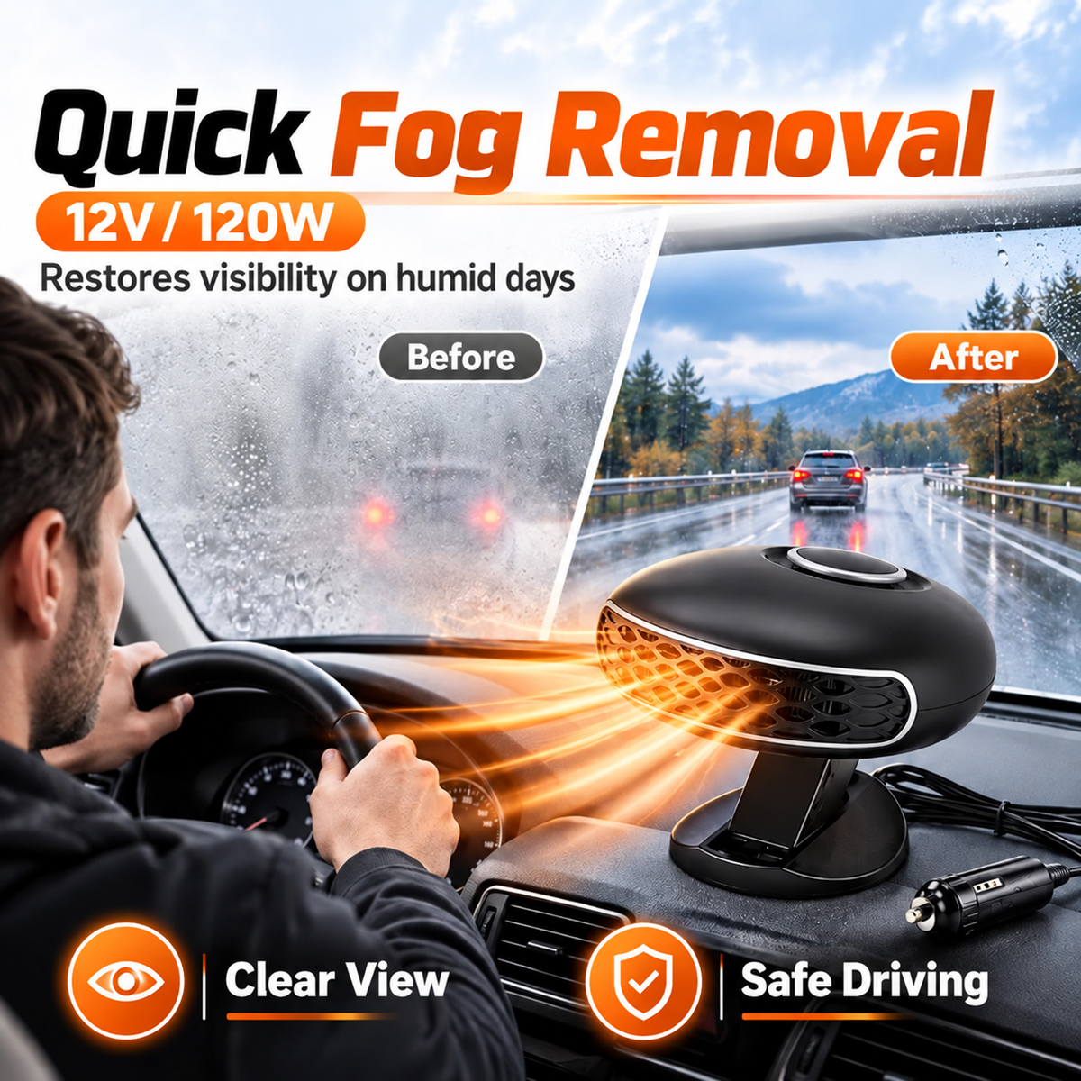 ⏳ Last Day 49% OFF ✨Portable Car Heater Defroster with 360-Degree Rotating Base
