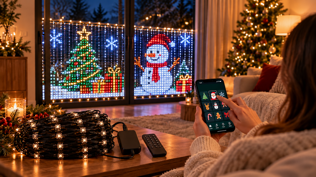 Animated Christmas LED Curtain Lights  A Window Full of Christmas 🎄✨