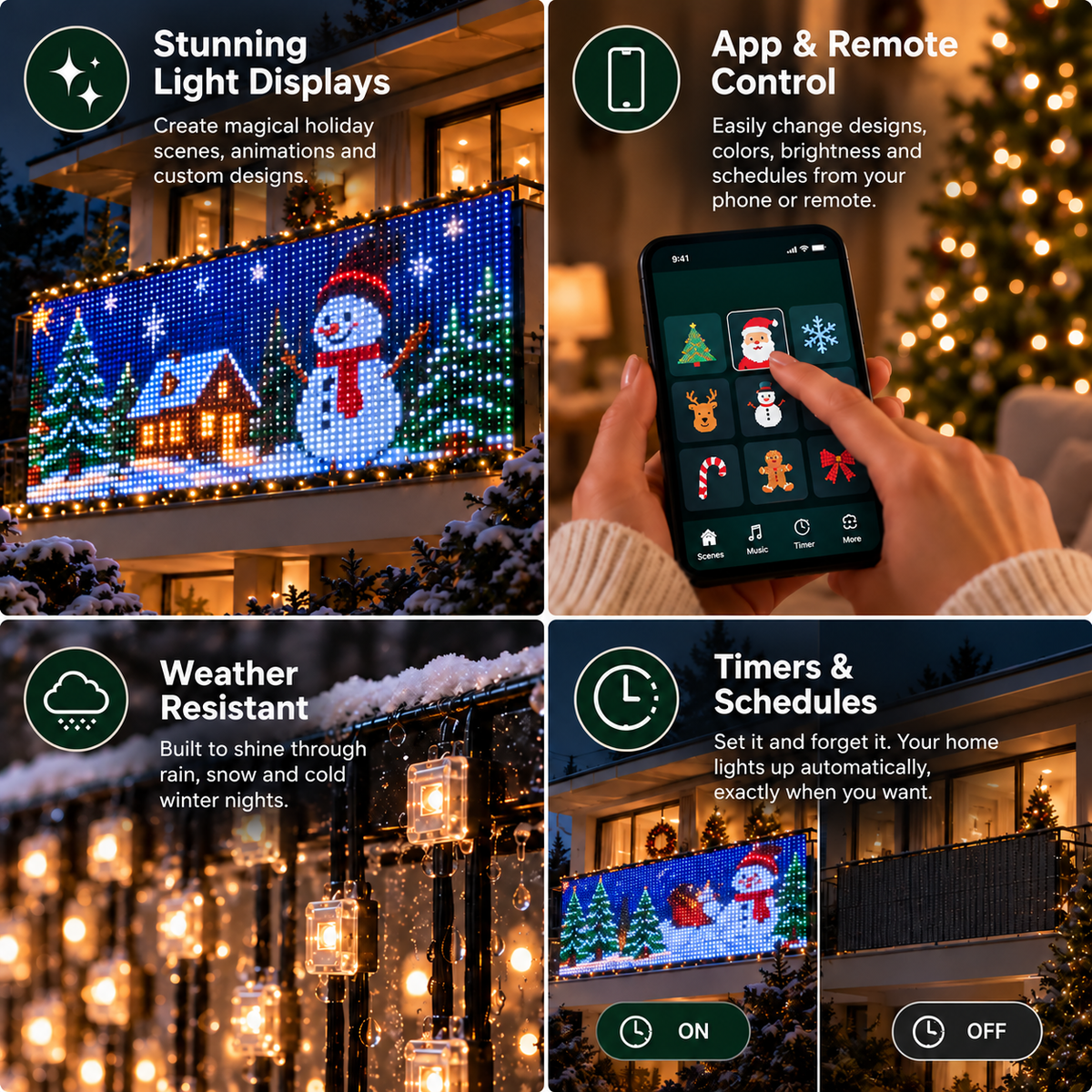 Animated Christmas LED Curtain Lights  A Window Full of Christmas 🎄✨