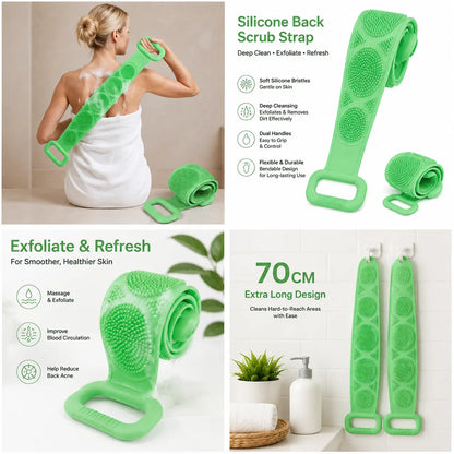 Silicone Bath Brush, Double-Sided Back Scrubber for Body Cleansing & Exfoliating