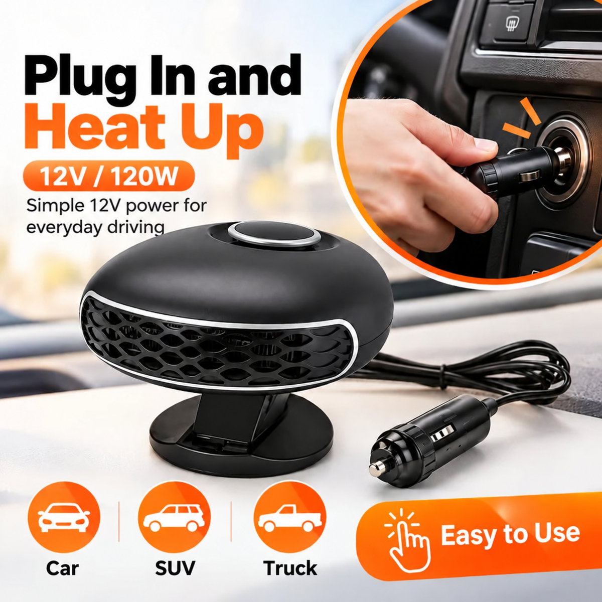 ⏳ Last Day 49% OFF ✨Portable Car Heater Defroster with 360-Degree Rotating Base