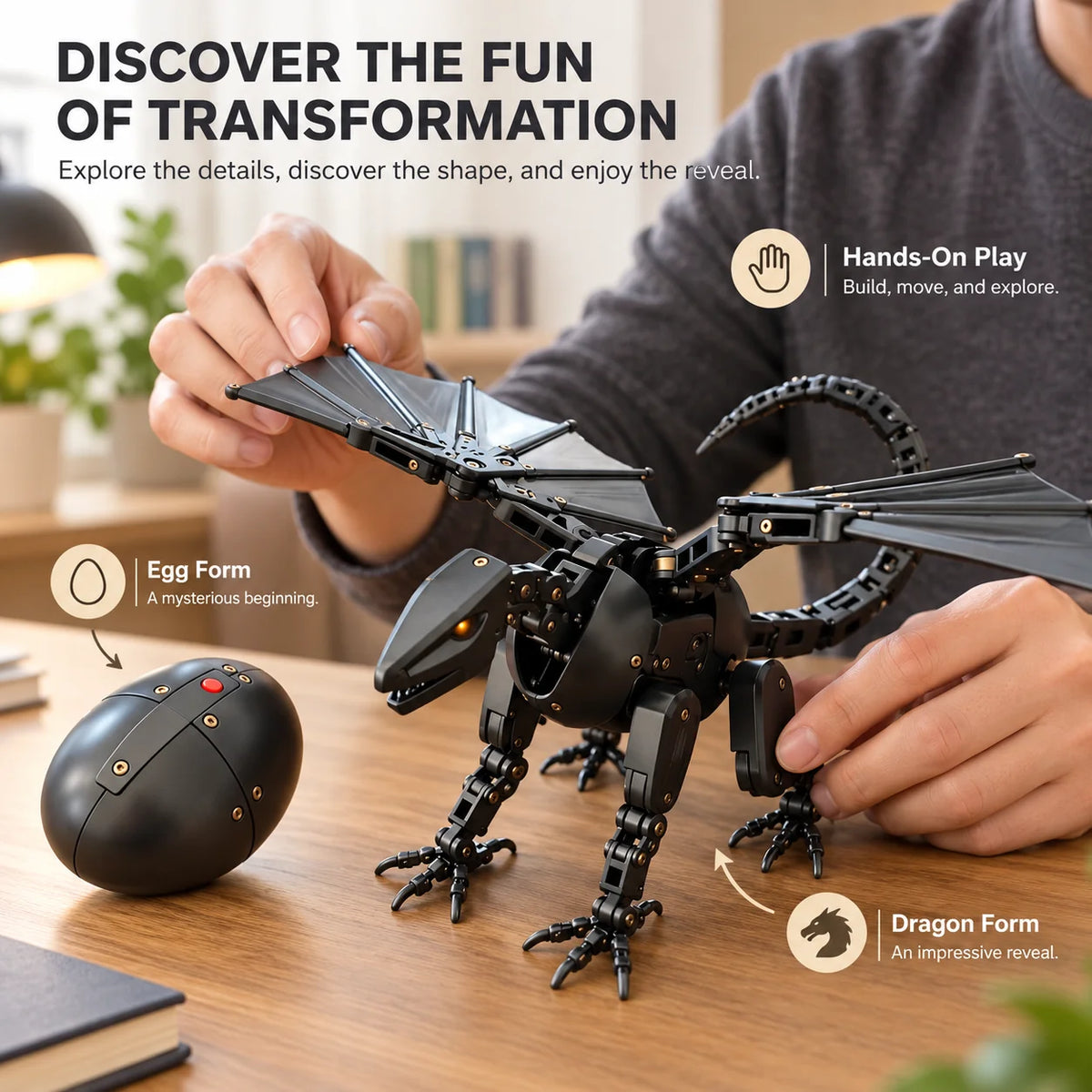 🥚2-in-1 Transforming Mechanical Egg – 🐉Dragon, Phoenix & Winged Unicorn