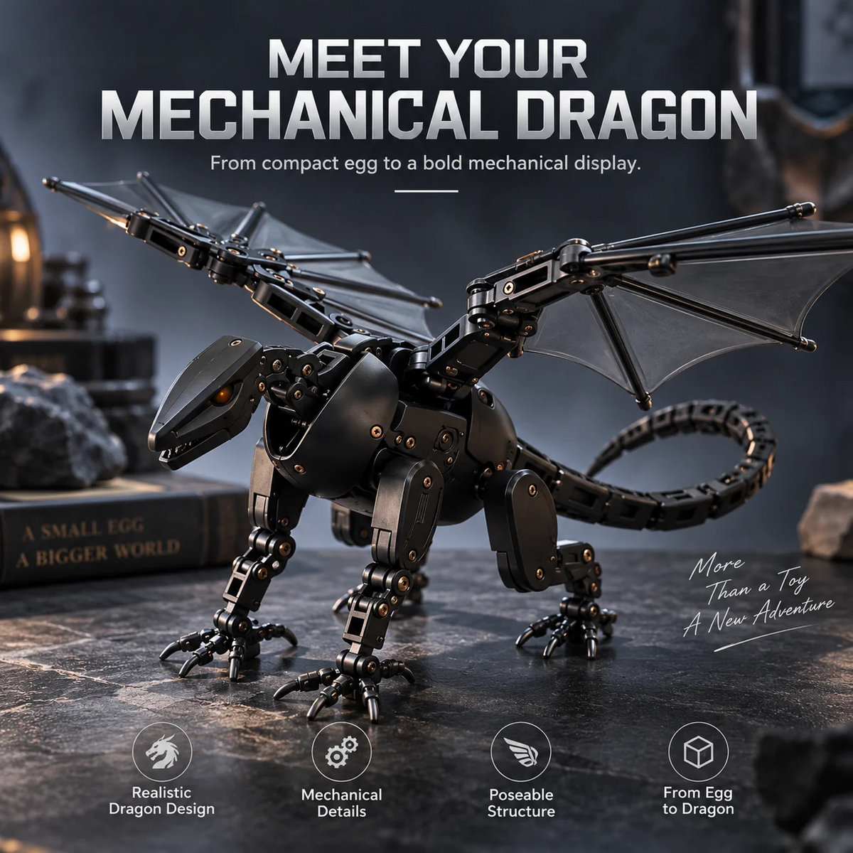🥚2-in-1 Transforming Mechanical Egg – 🐉Dragon, Phoenix & Winged Unicorn