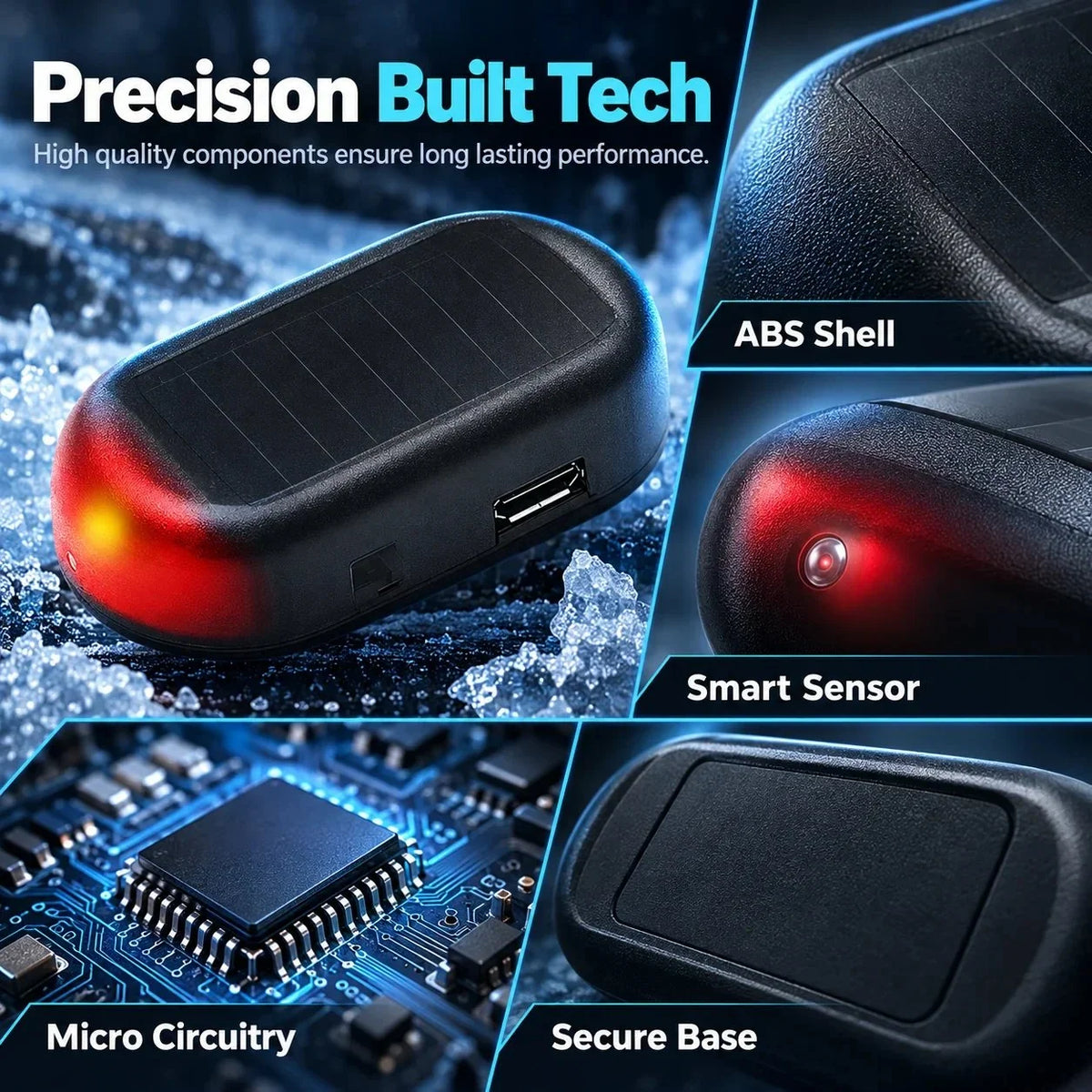 Close-up details of compact vehicle device