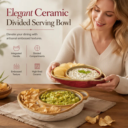 🍲Retro Ceramic Divided Baking Dish with Handle – Vintage Dual-Compartment Dish for Every Occasion