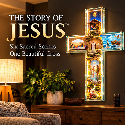 ✝️Illuminated Cross Lamp with Six Biblical Scenes