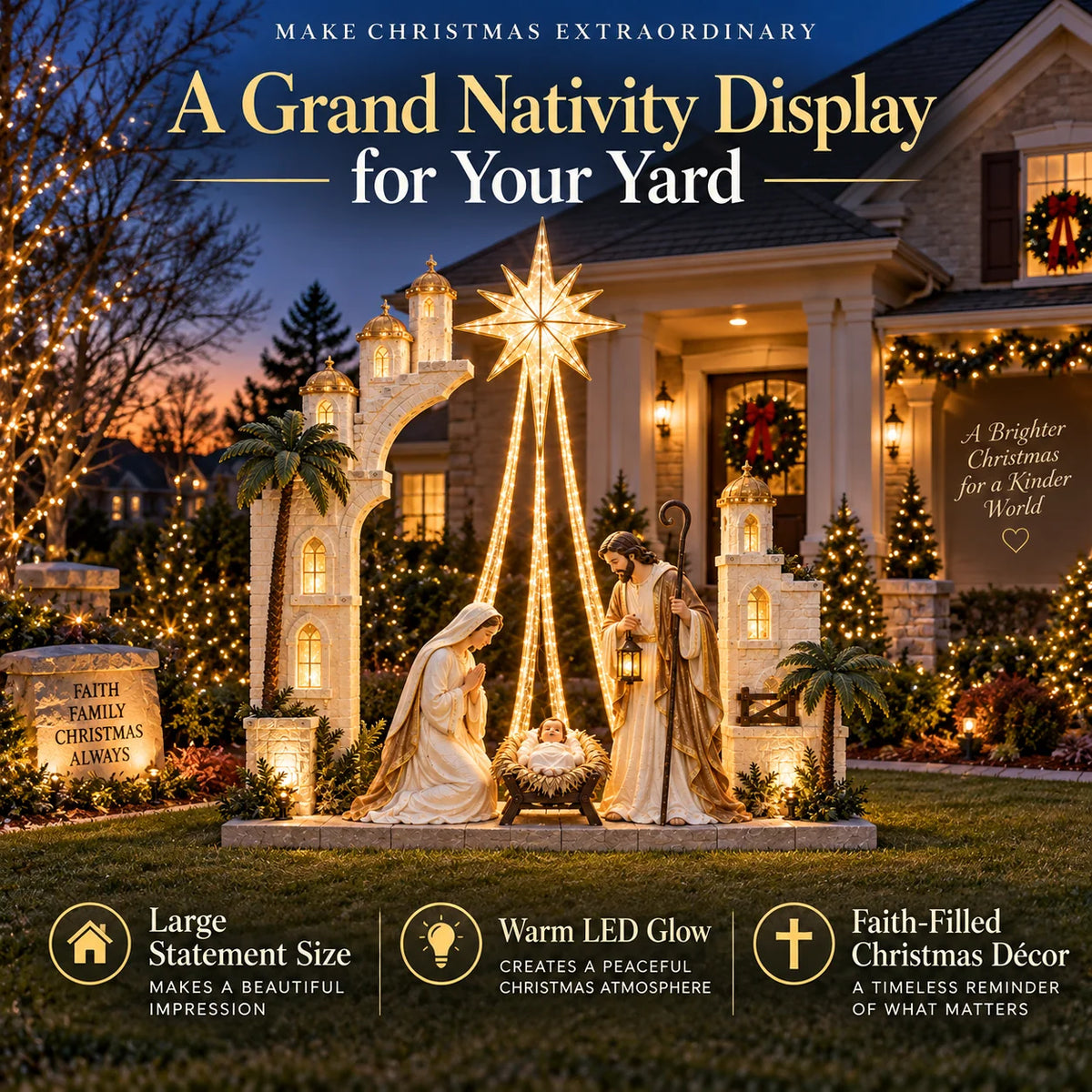 ✨ Christmas Star Nativity Light – Illuminated Holy Family Outdoor Yard Display