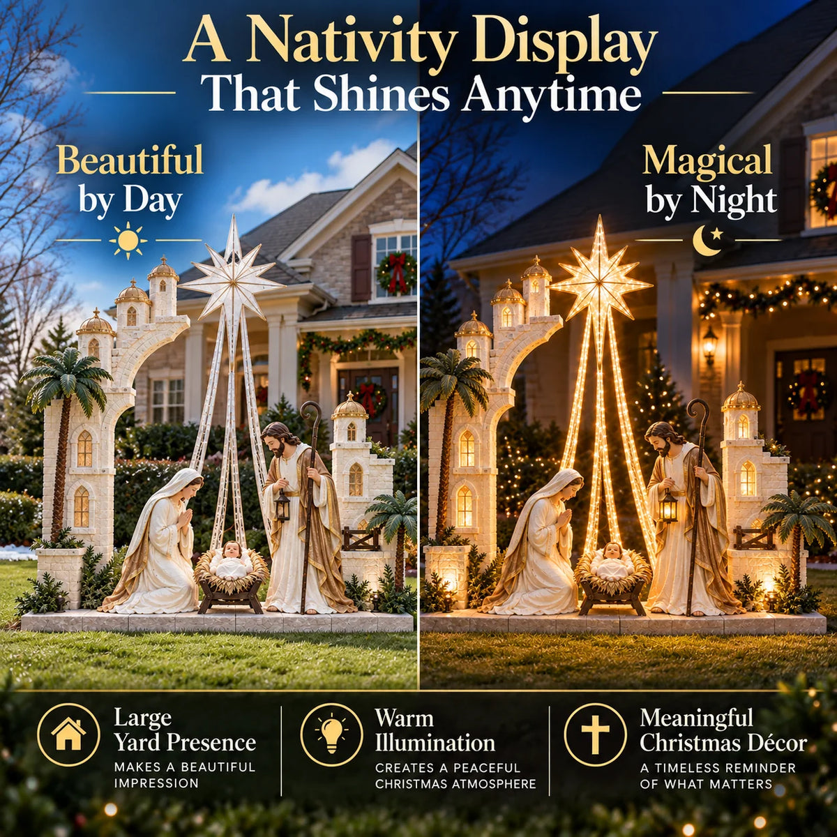 ✨ Christmas Star Nativity Light – Illuminated Holy Family Outdoor Yard Display