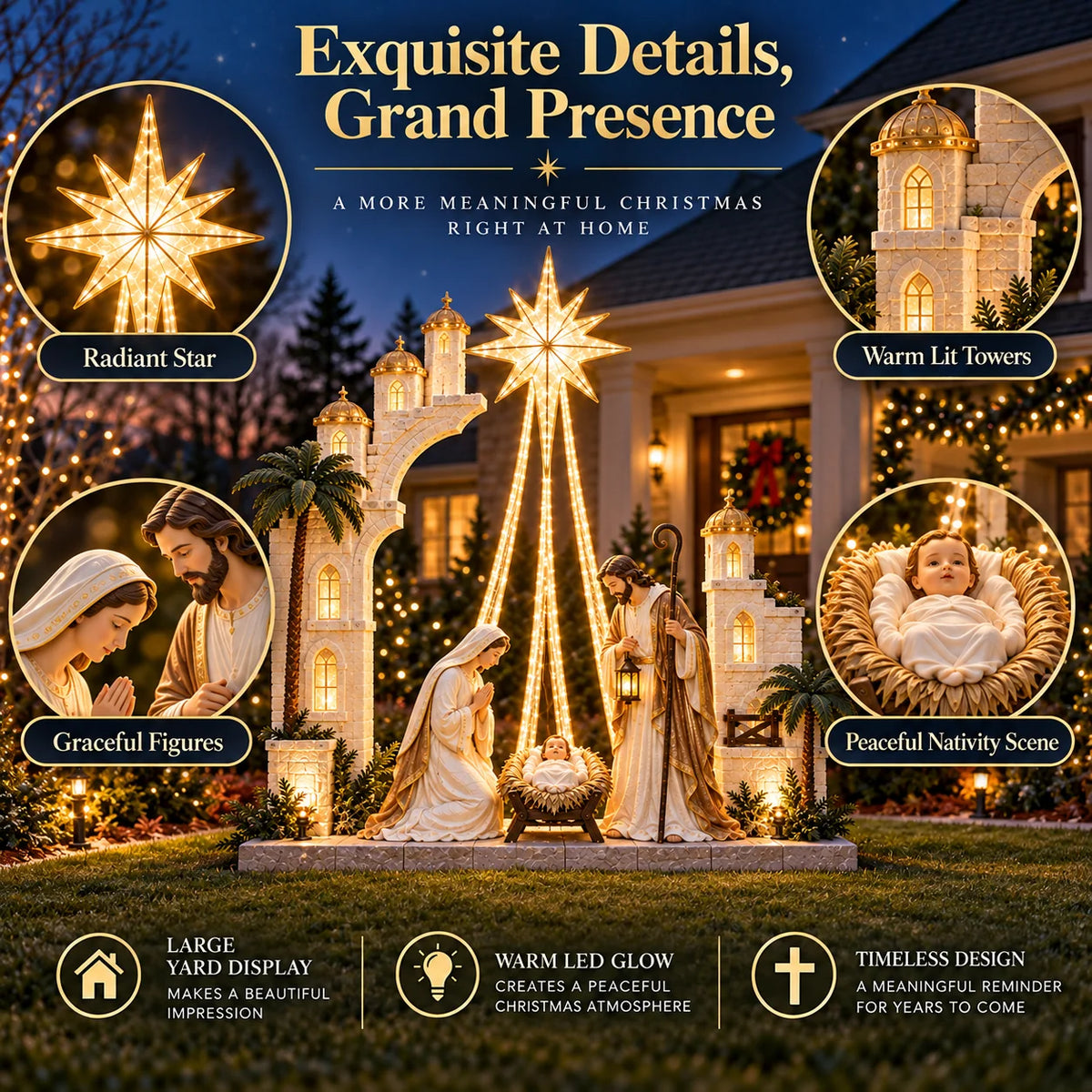 ✨ Christmas Star Nativity Light – Illuminated Holy Family Outdoor Yard Display