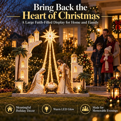 ✨ Christmas Star Nativity Light – Illuminated Holy Family Outdoor Yard Display