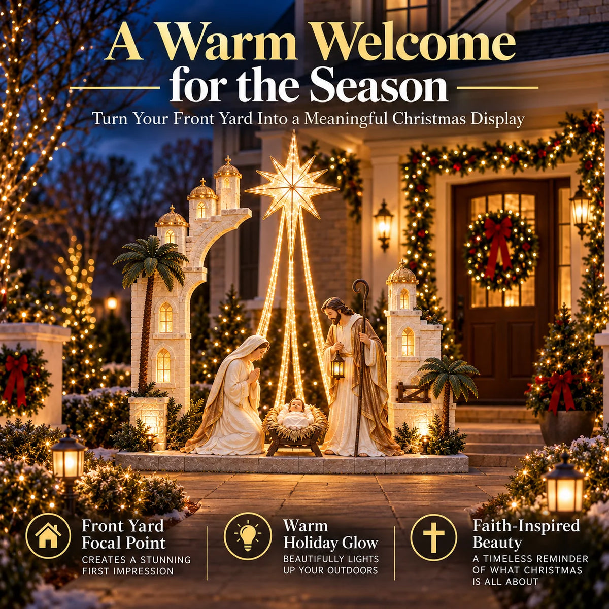 ✨ Christmas Star Nativity Light – Illuminated Holy Family Outdoor Yard Display