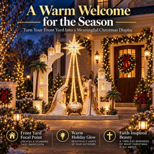 ✨ Christmas Star Nativity Light – Illuminated Holy Family Outdoor Yard Display