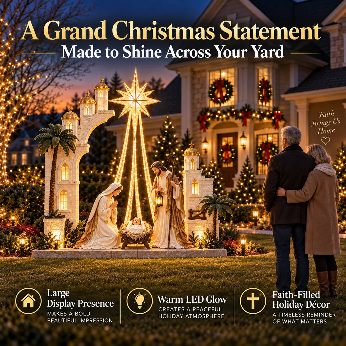✨ Christmas Star Nativity Light – Illuminated Holy Family Outdoor Yard Display