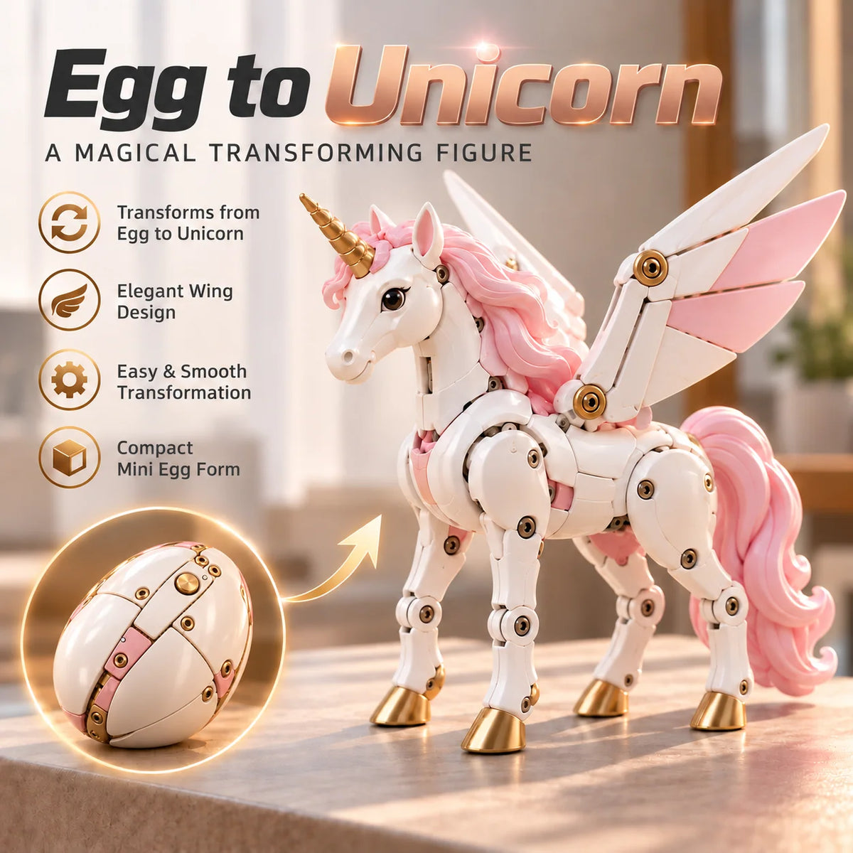 🥚2-in-1 Transforming Mechanical Egg – 🐉Dragon, Phoenix & Winged Unicorn