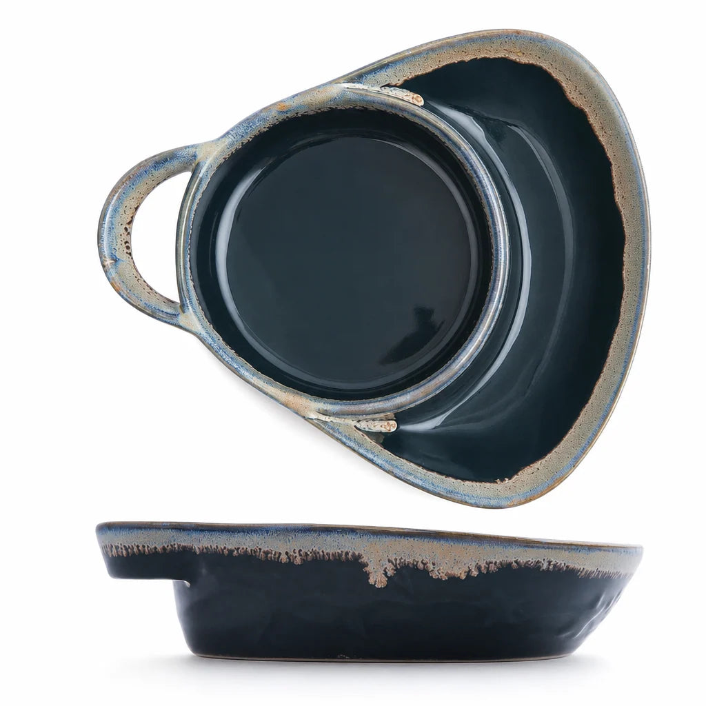 🍲Retro Ceramic Divided Baking Dish with Handle – Vintage Dual-Compartment Dish for Every Occasion