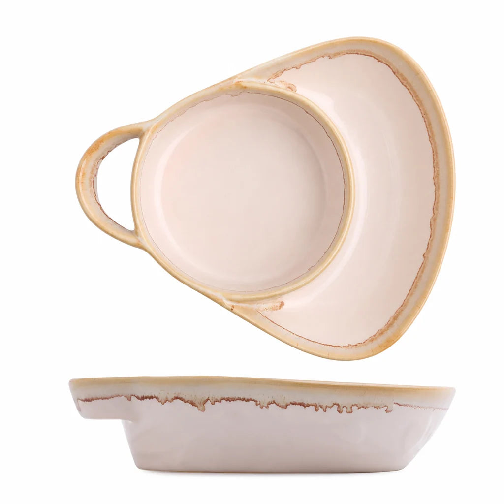 🍲Retro Ceramic Divided Baking Dish with Handle – Vintage Dual-Compartment Dish for Every Occasion