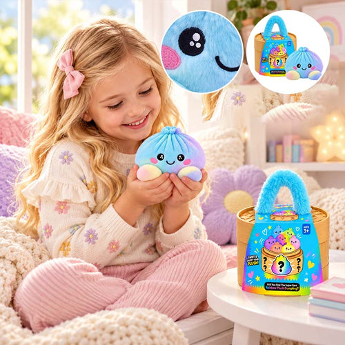 🤗💙 Squishy Dumpling Plush with Steamer Basket – Slow-Rise Cute Collectible🥟🎁