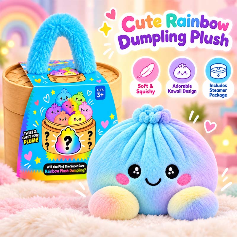 🤗💙 Squishy Dumpling Plush with Steamer Basket – Slow-Rise Cute Collectible🥟🎁