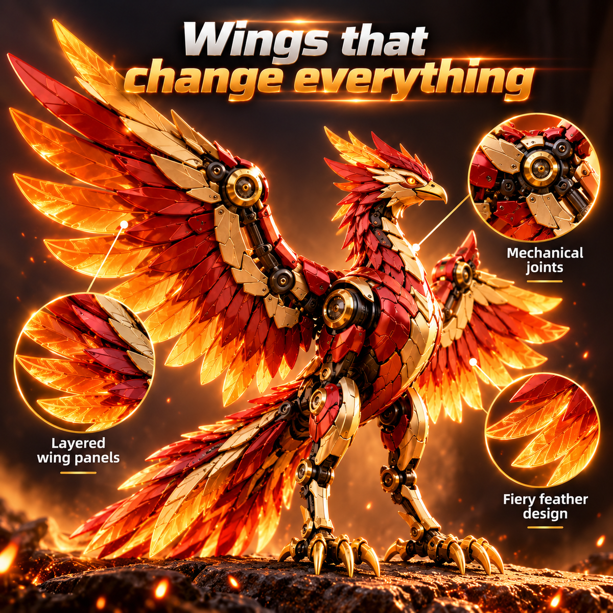 🥚2-in-1 Transforming Mechanical Egg – 🐉Dragon, Phoenix & Winged Unicorn