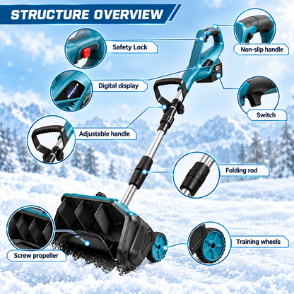 ❄️Brushless Cordless Snow Shovel Foldable with Wheels | For Makita 18V Battery🔋