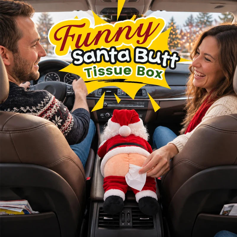🎅 Funny Santa Butt Tissue Box Holder – Hilarious Christmas Plush Decor & Novelty Gift