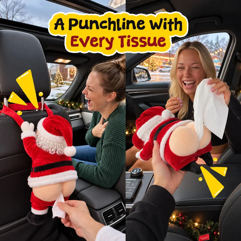 🎅 Funny Santa Butt Tissue Box Holder – Hilarious Christmas Plush Decor & Novelty Gift