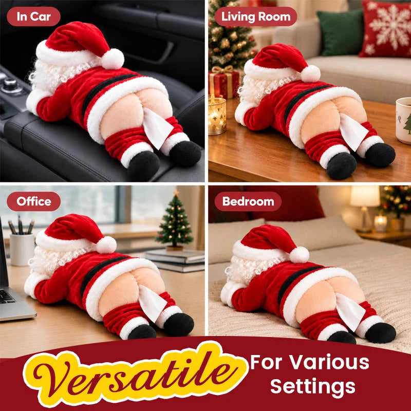 🎅 Funny Santa Butt Tissue Box Holder – Hilarious Christmas Plush Decor & Novelty Gift